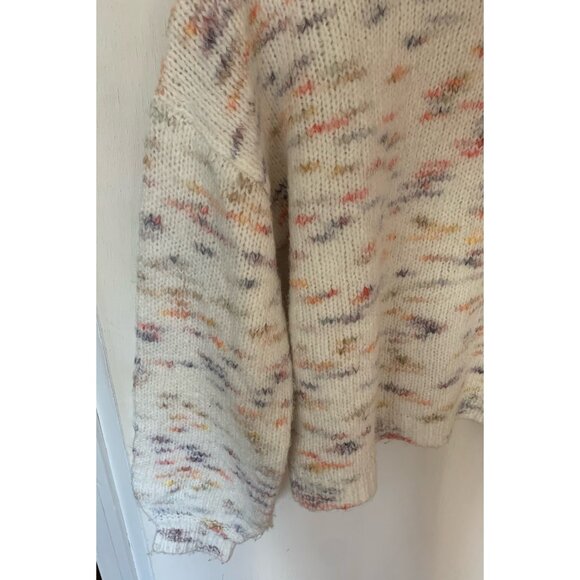 Jessica Simpson White Rainbow Fleck Balloon Sleeve Turtleneck Sweater, Size M - Picture 3 of 5